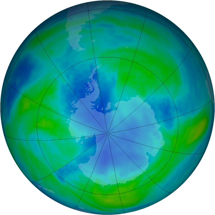 Antarctic ozone map for 21 April 1986